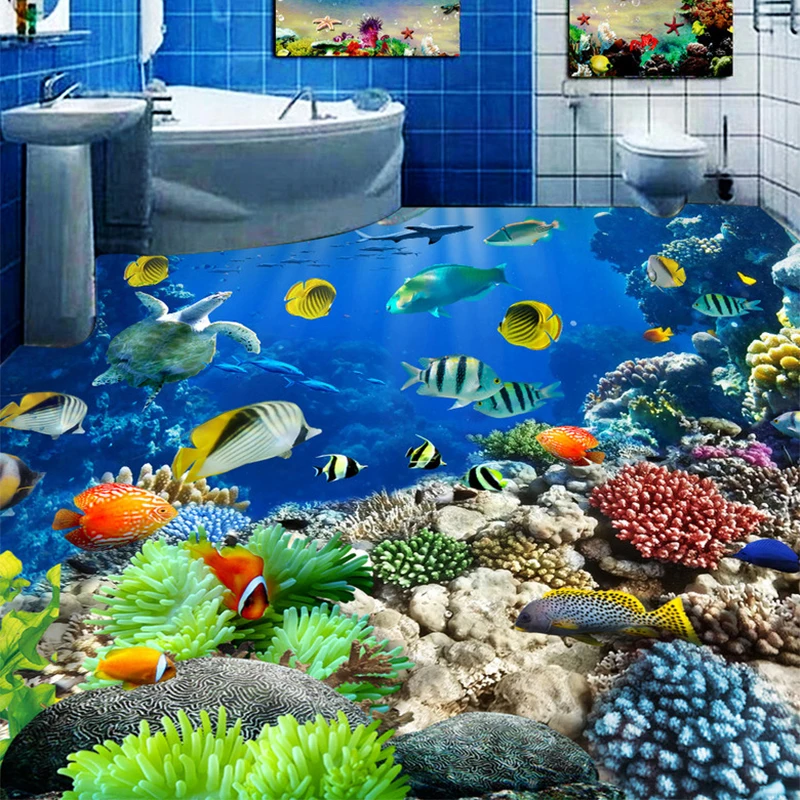 Обои для фотографий HD подводный мир тропических животных 3D напольные обои кухня