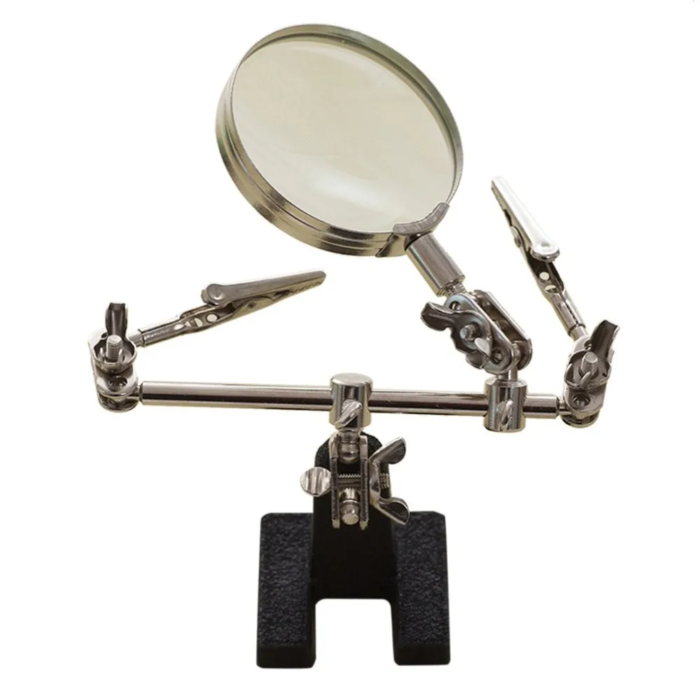6x Портативный зажим на металлическом держателе три руки лупа увеличительное