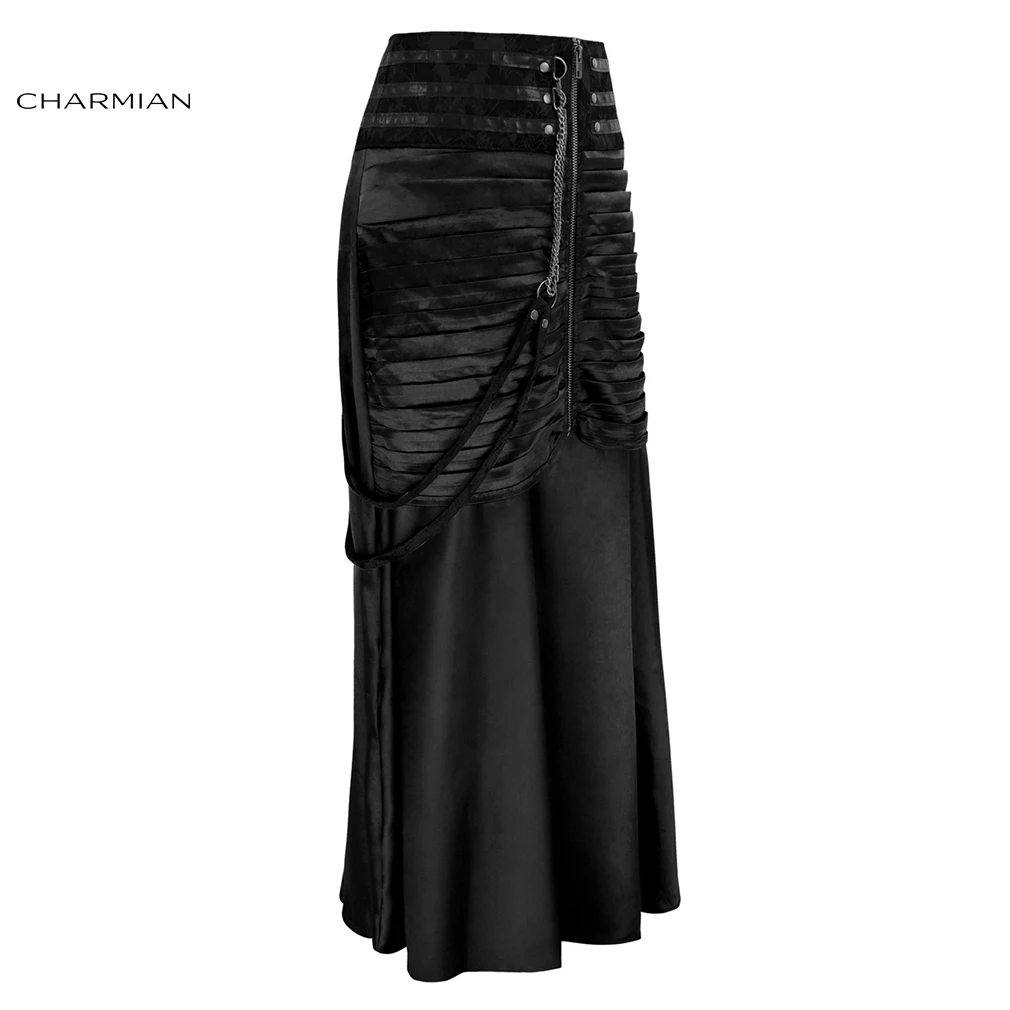 Женская длинная юбка Charmian в стиле стимпанк ретро готика с высокой талией