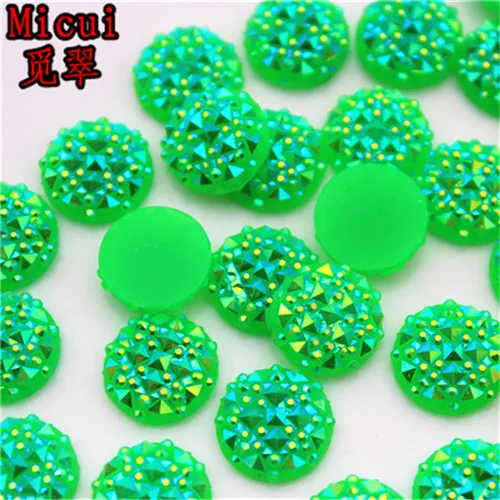 Green AB Micui 70 шт. AB Цвет 12 мм круглые стразы из смолы с кристаллами аппликация с плоской задней частью хрустальные камни не Швейные скрапбукинги MC44 - Цвет: Green AB