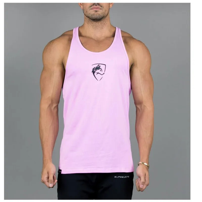 ALPHALETE, новинка, пляжная мода, майка для тренажерного зала, мужская, хлопок, без рукавов, гавайская летняя майка, майка, брендовая майка, мужские топы - Цвет: Фиолетовый