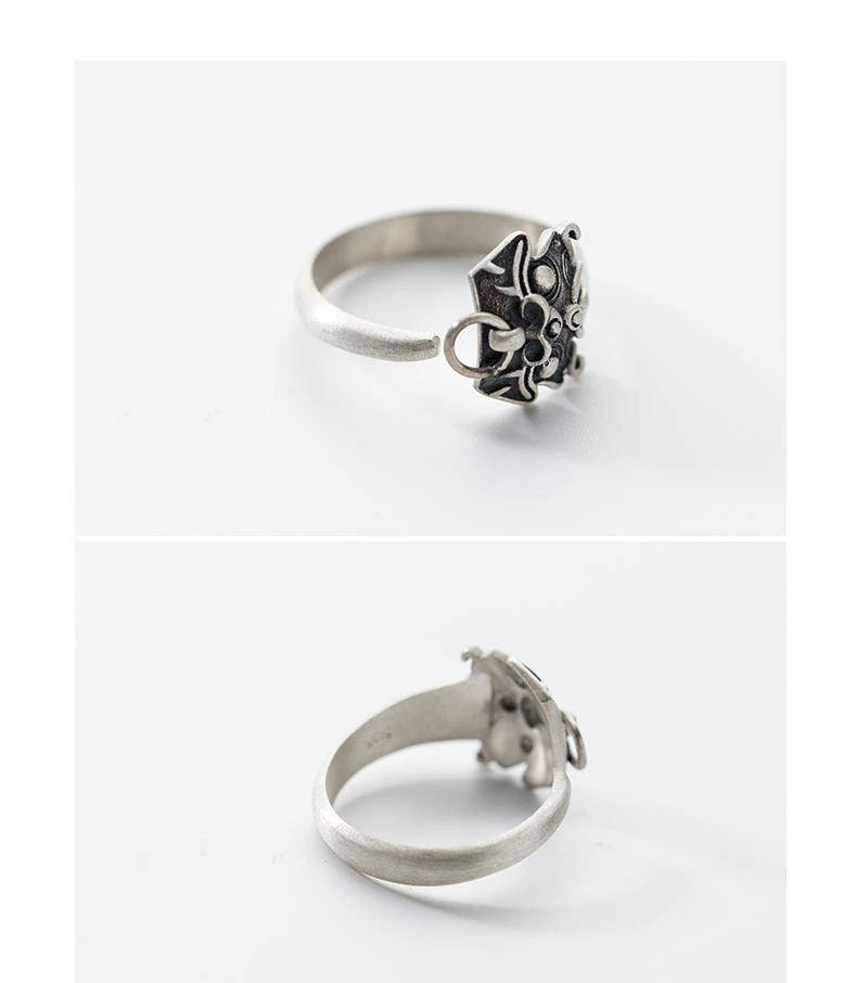 Настоящее 925 тайское серебряное кольцо в стиле панк с головой льва, кольца в виде животных, винтажные кольца для мужчин, ювелирные изделия