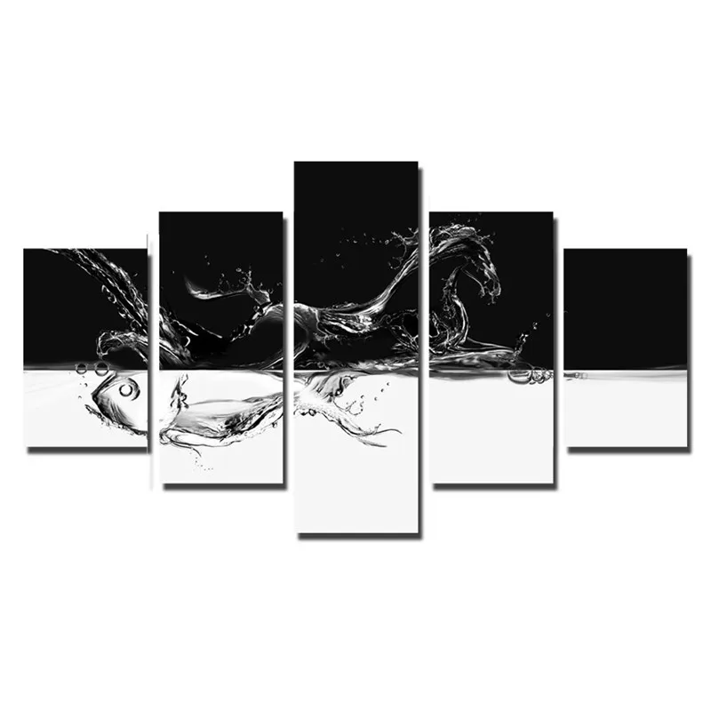 Креативные водные лошади и рыбы 5 панелей настенные художественные картины на
