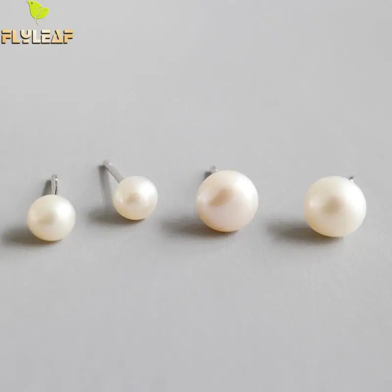 

Flyleaf 6mm Freshwater Pearls Stud Earrings For Women 925 Sterling Silver Student Girl Fashion Jewelry