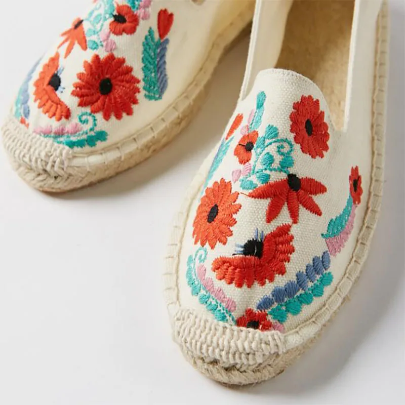 Модные Повседневные туфли в этническом стиле Espadrilles обувь на плоской подошве с