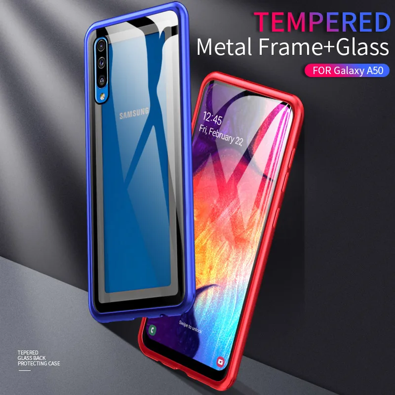 Металлический Чехол-Бампер для Samsung Galaxy A50 чехол прозрачная Роскошная задняя