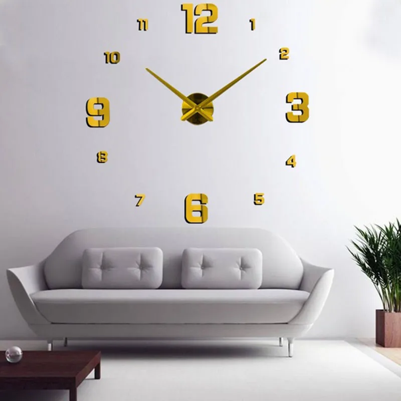 3d Diy Wall Clock New Horloge Acrylic Mirror Stickers Clock Home Decoration Living Room Quartz Clock Easy To Install