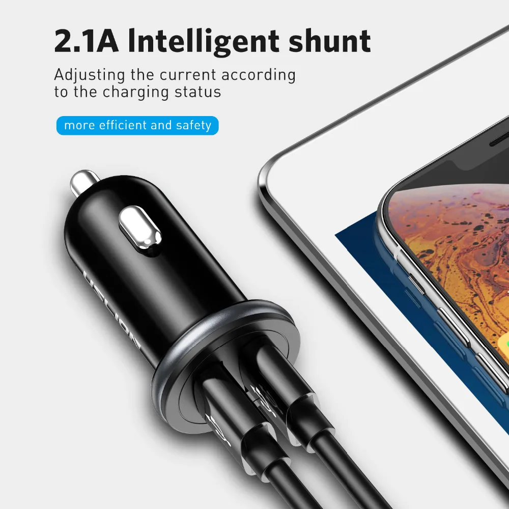 USLION Mini Dual USB Автомобильное зарядное устройство для телефона 5 в 2,1 а, зарядное устройство для мобильного телефона для iPhone, быстрое USB зарядное устройство, адаптер для автомобиля для планшетов