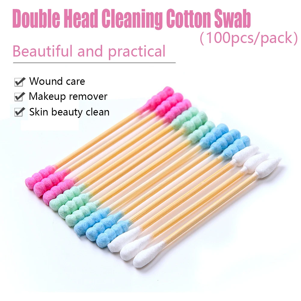100 шт./упак. медицинский одноразовый ватный тампон с двумя головками для снятия