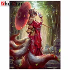 5d алмазная живопись, полноразмернаякруглая вышивка, демон, лиса, красивые стразы, мозаика сделай сам, украшение для дома, Прямая поставка