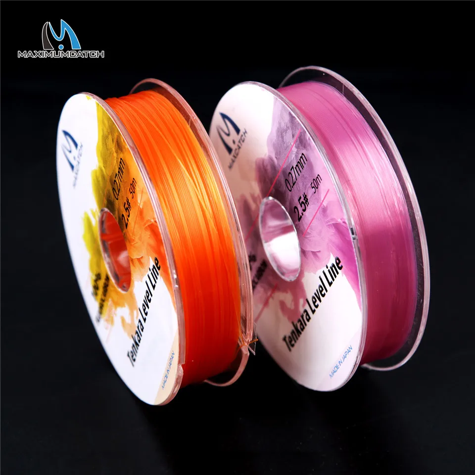 Линия Maximumcatch Tenkara Level 50 м 2,5#/3,0# фторуглеродная Розовая/оранжевая леска Tenkara Fly