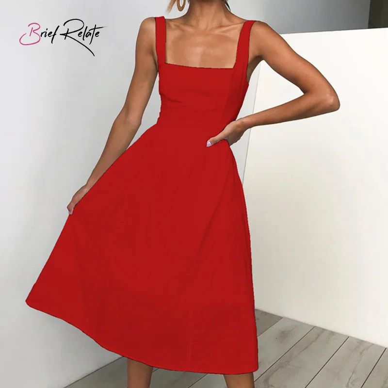 Краткое относятся Для летних вечеринок платье на бретелях однотонные пикантные