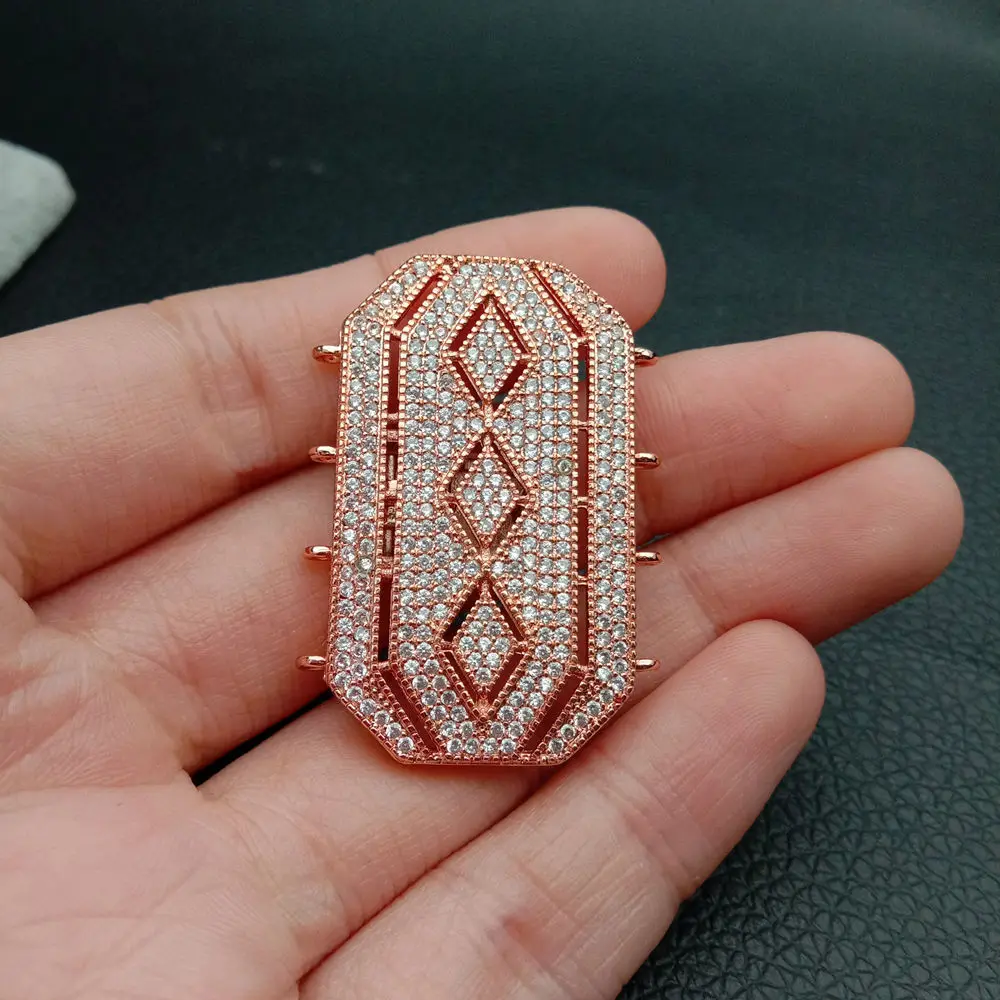 rose gold Кубический циркон микро прямоугольная Застежка 28x40 мм позолоченные 4 нити - Цвет: rose gold
