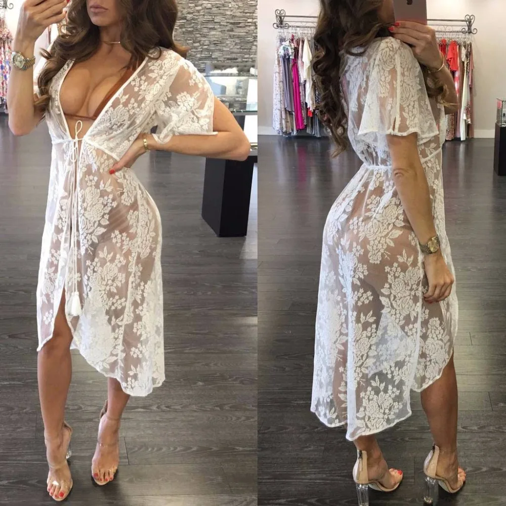 MOONIGHT Защита от Солнца защиты пикантные каникулы кружево пляжное платье пляж