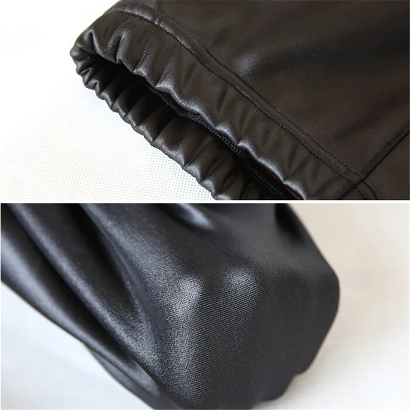 

Women Leather Trousers Winter Plus Velvet Legging Female Black Fleece Leggings Elastic Woman Black Warm Pencil Pants