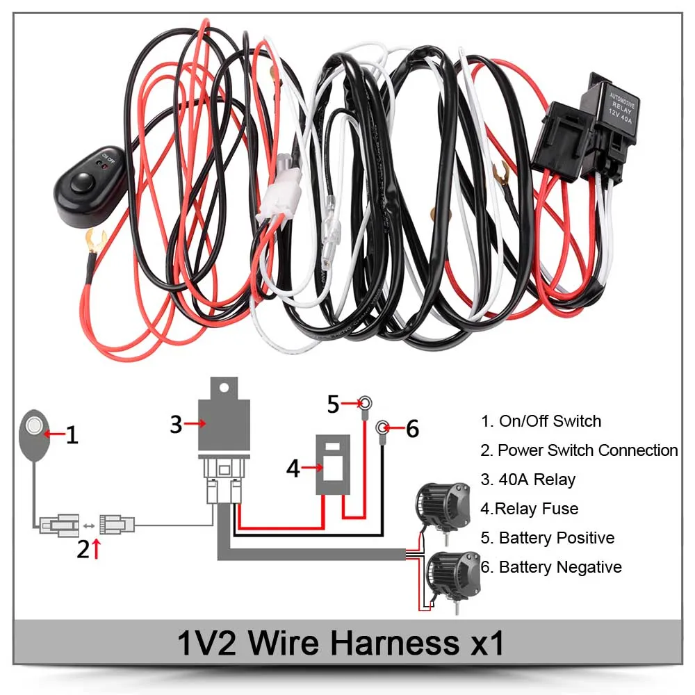 1V2 Wire Harness Kit Светодиодный бар Niva 4x4 внедорожный 12 дюймов 72 Вт для 12 в 24 в RC автомобиль ATV внедорожник 4WD мотоцикл экскаватор грузовики внедорожный Barra светодиодный рабочий светильник - Цвет: 1V2 Wire Harness Kit
