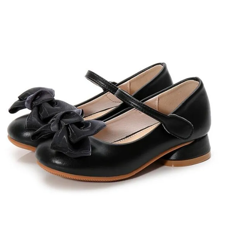 

New Spring/Autumn Performance High-heeled Shoes Girls Princess Student School Dance Dress Shoes Children Baby Leather Shoes 02C