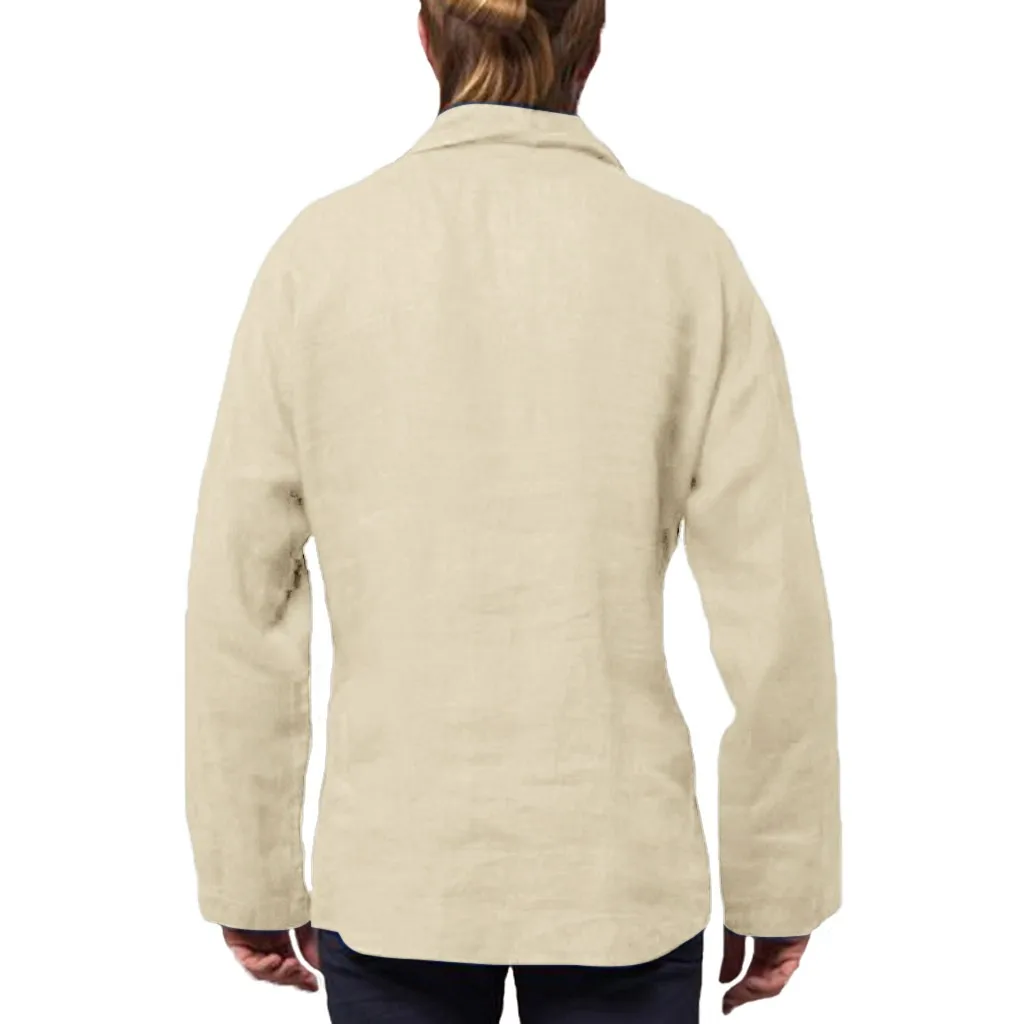 camiseta hombre, Мужская мешковатая рубашка из хлопка и льна с длинным рукавом, Ретро стиль, туника, топы, блузки, camisa social masculina