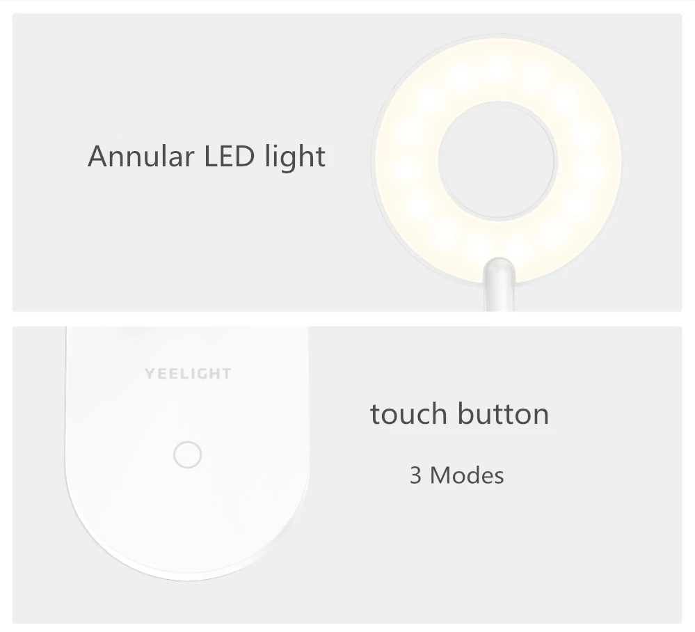 Xiaomi Yeelight мини светодиодный светильник с зажимом и подзарядкой от USB, 3 режима, 5 Вт, регулируемая настольная лампа на 360 градусов, умное управление