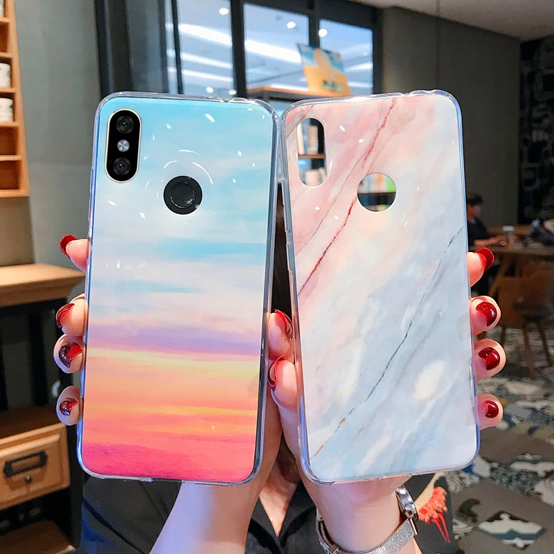 Мягкий силиконовый чехол с яркой мраморной поверхностью для Xiaomi Redmi Note 6 Pro 5