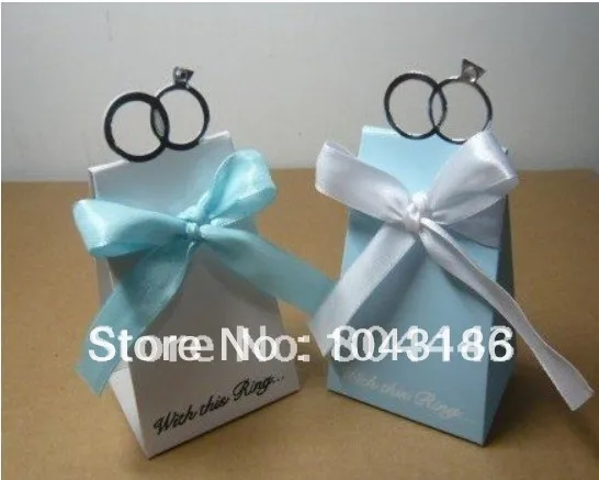 Free shipping 100pcs/lot as candy box for favor box--With this Ring Elegant Icon Favor Box (Blue)-(100pcs/lot) | Дом и сад