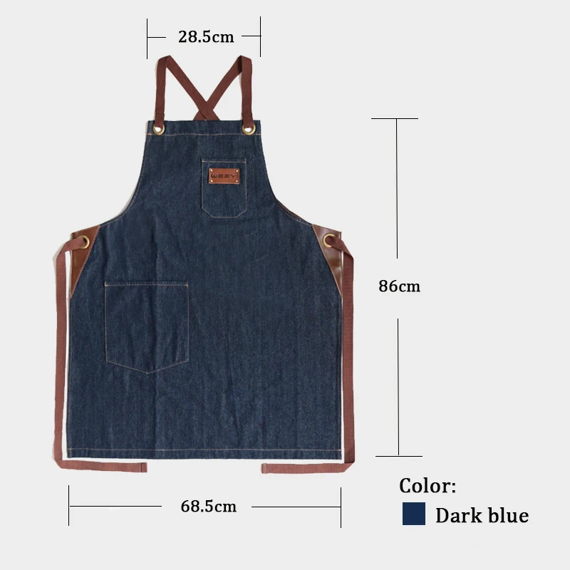 

WEEYI Lady Denim Apron Kitchen Men Blue Cooking Restaurant Chef Aprons For Cafe Shop Waitress Work Apron Bib Pinafores Tablier