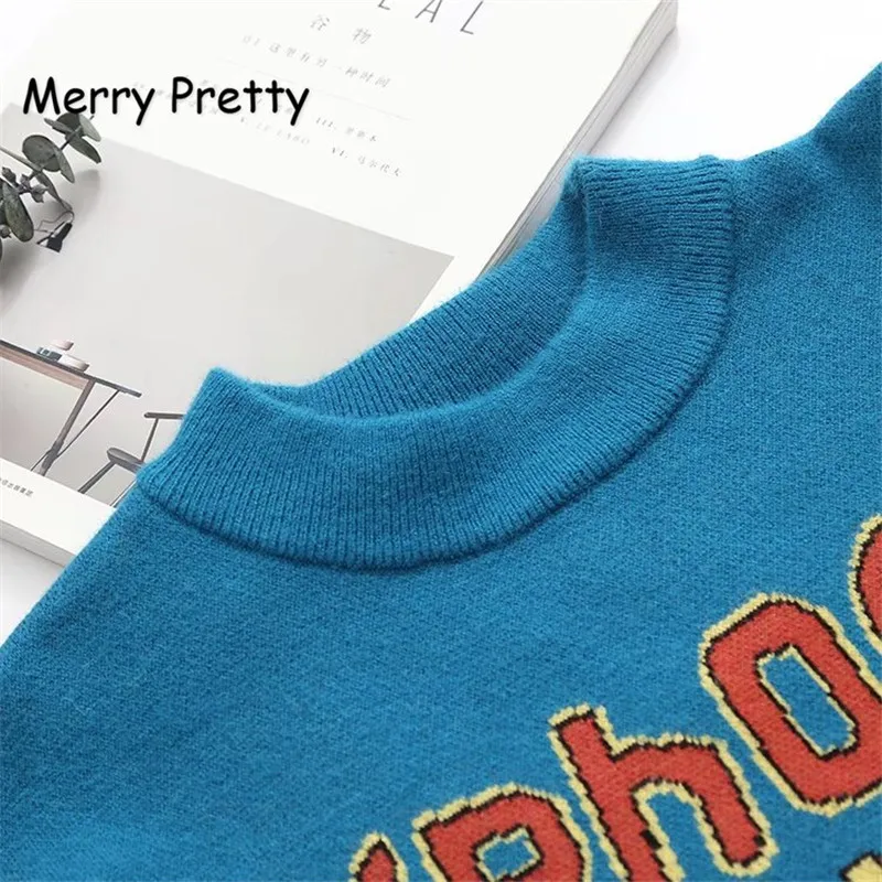 Merry Pretty, Осенний Женский пуловер, свитер, кролик, буквы, толстые, теплые, вязаные пуловеры, уникальный дизайн, высокое качество, зимние свитера
