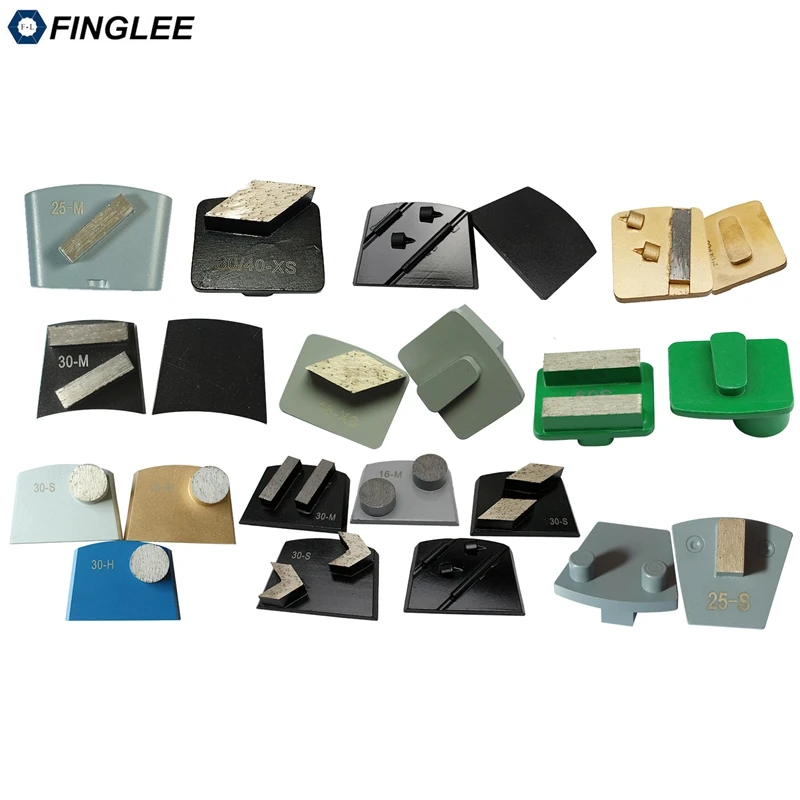 FINGLEE 9pcs Grit 6/16/30/50 Cement Concrete Floor Grinding Shoes Diamond PCD for Terrazzo,Abrasive Polishing Block Segment