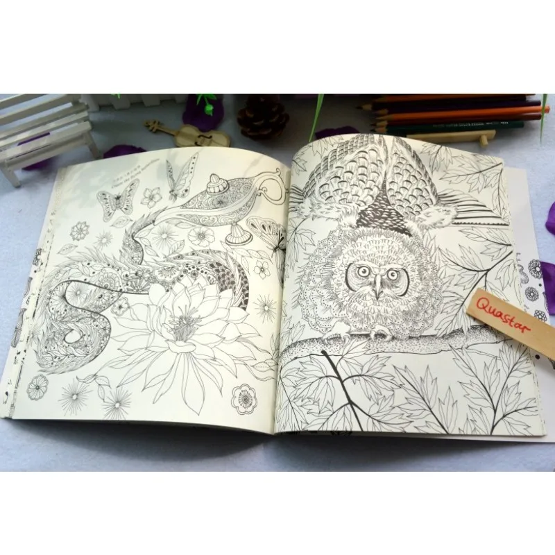 Модная секретная лесная раскраска для взрослых детей антистрессовая живопись