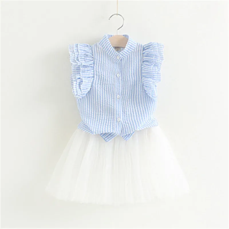 Летние комплекты одежды для девочек хлопковый жилет Детские из двух предметов