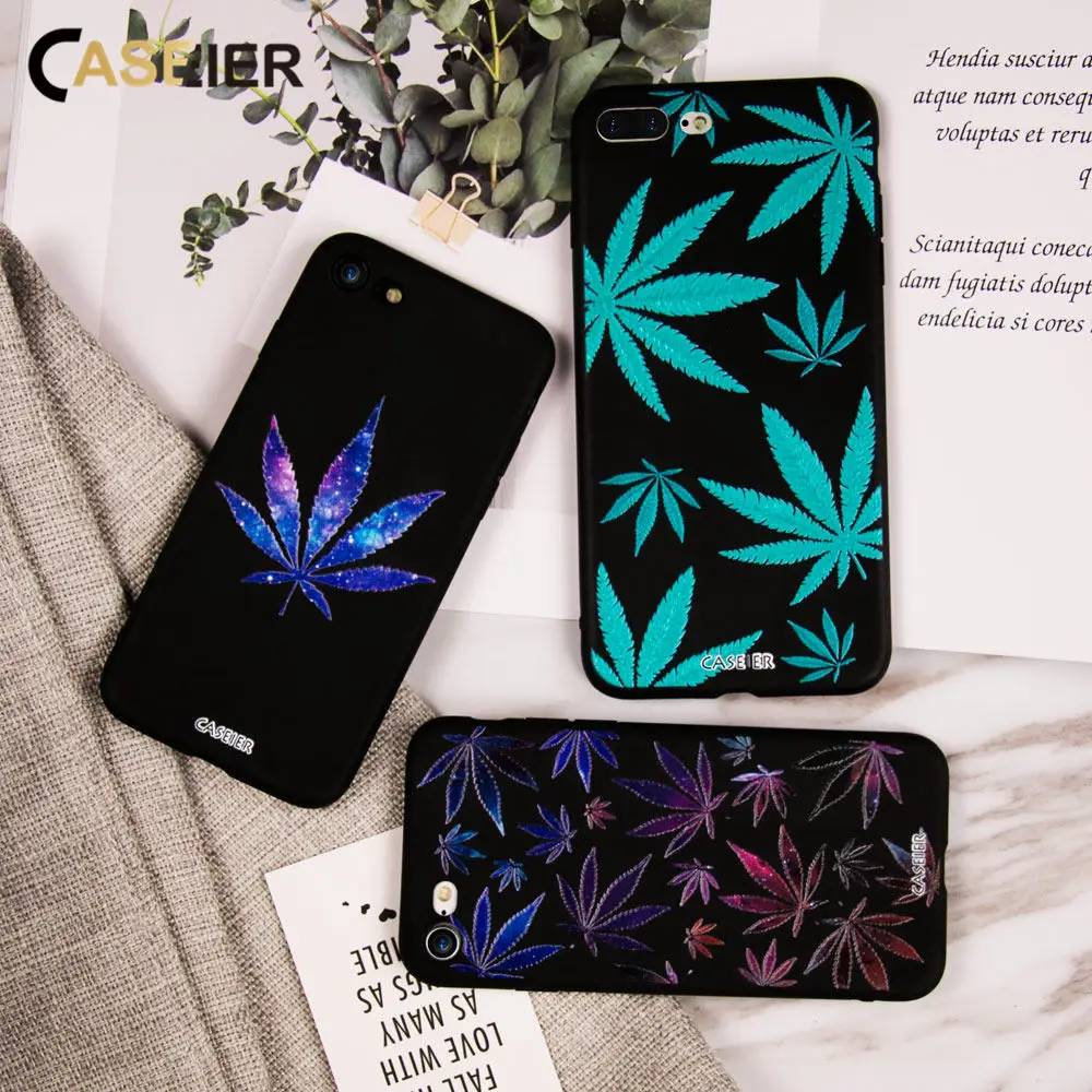 CASEIER Soft Silicone Phone Case For iPhone 6 6s Plus Leaves Patterned 7 8 X XS 5 5s SE Funda Capinha Shell |