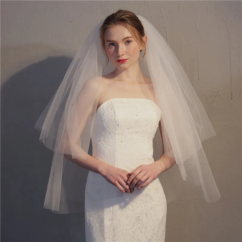 

modabelle White Ivory Two Layer Bridal Veil Mariage Voile Women Accesories Wedding Veil For Bride Veu De Noiva Com Pente