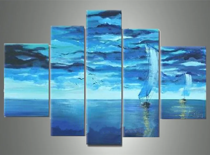 Ручная роспись абстрактный морской пейзаж маслом картины на холсте Современный