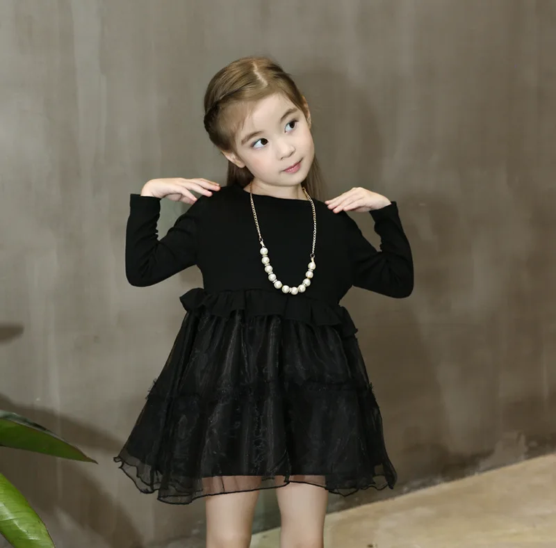 kids dresses for girls winter baby girl christmas dress long sleeve elegant black warm children 6 years party princess | Детская одежда