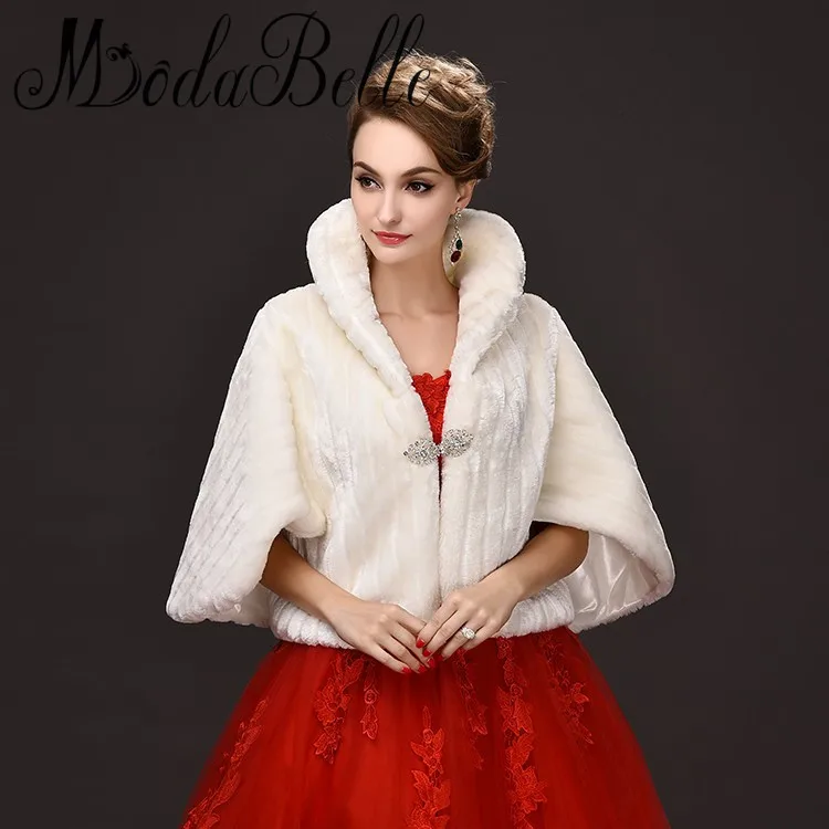 Modabelle белый Мех животных пальто свадебный палантин шаль болеро выпускного бала