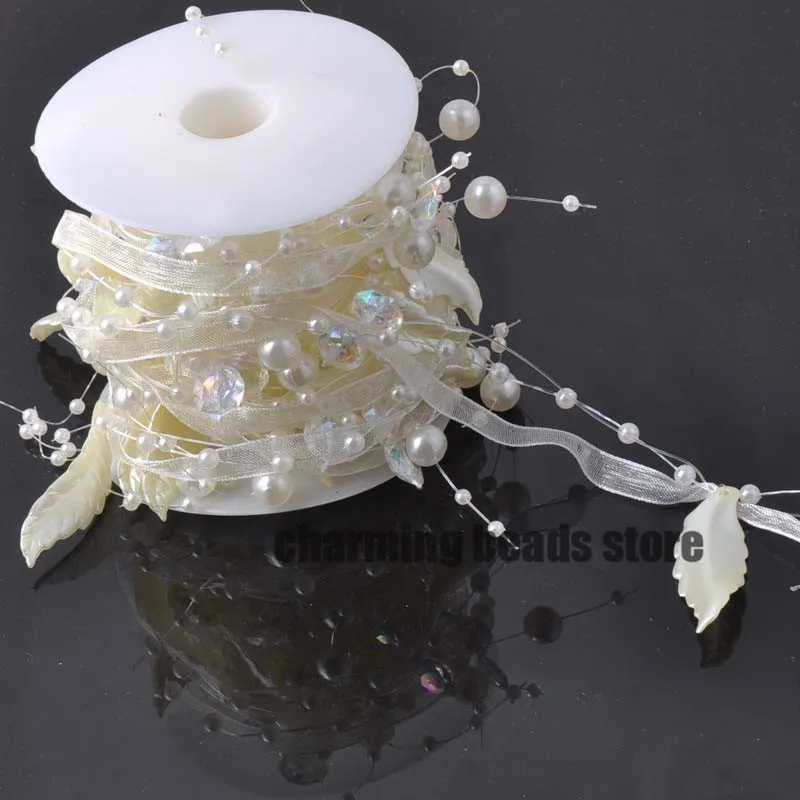 Леска искусственный жемчуг лист бисер цепочка гирлянда цветы сделай сам