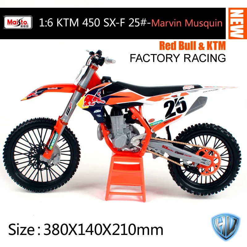 32227 Maisto 1:6 Red Bull KTM Заводская гоночная KTM 450 SX-F 1#25# Marvin Musquin Внедорожный гоночный мотоцикл модель велосипеда - Цвет: 32227