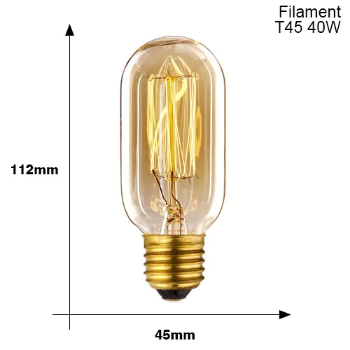 220V T45 Filament Современный алюминиевый подвесной светильник E27 держатель лампы 110 В 220 В Светодиодный светильник накаливания винтажный Ретро лампа Эдисона Декор Подвесная лампа - Цвет корпуса: 220V T45 Filament