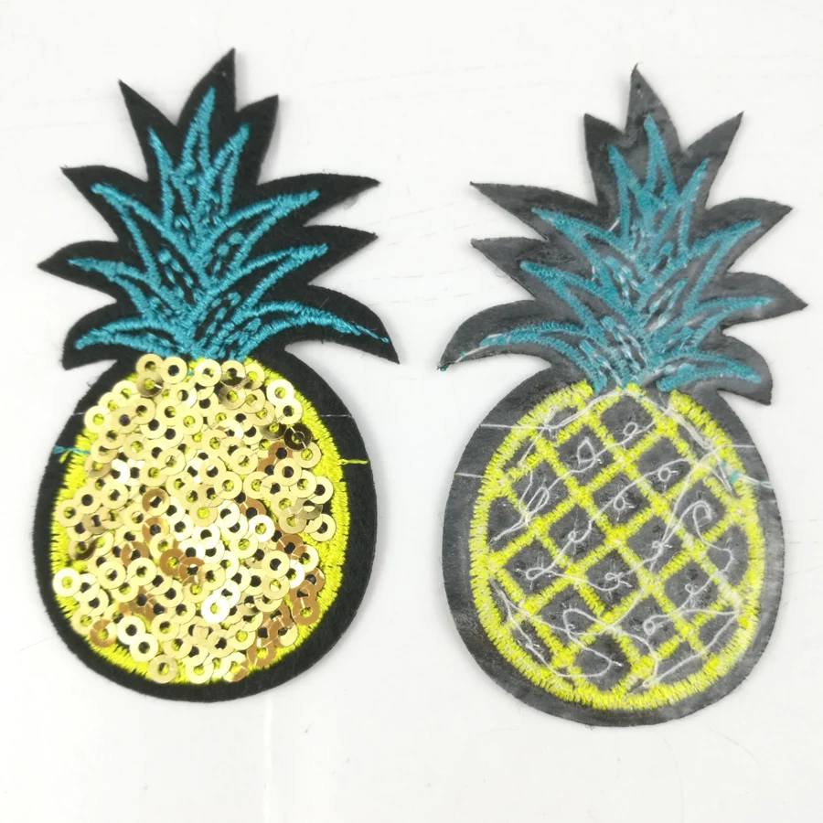 Нашивки для одежды с пайетками ананасами 10 шт. нашивки вышитые бисером патч-мотив