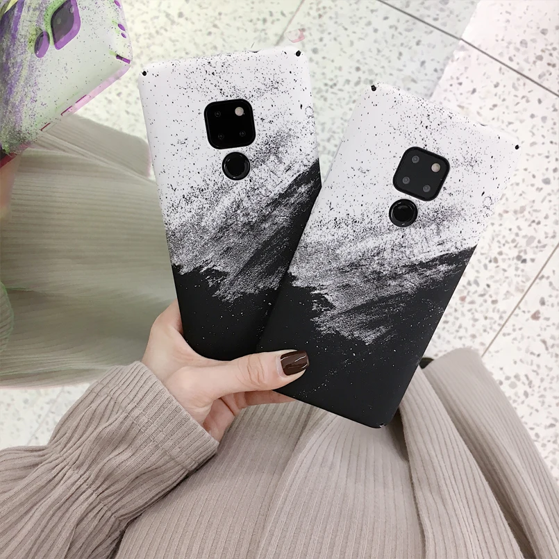 Fashion Hard Case For Huawei P20 P30 Pro Mate 20 Sand painting matte White Black PC Honor 8X 10 Back Cover Fundas |