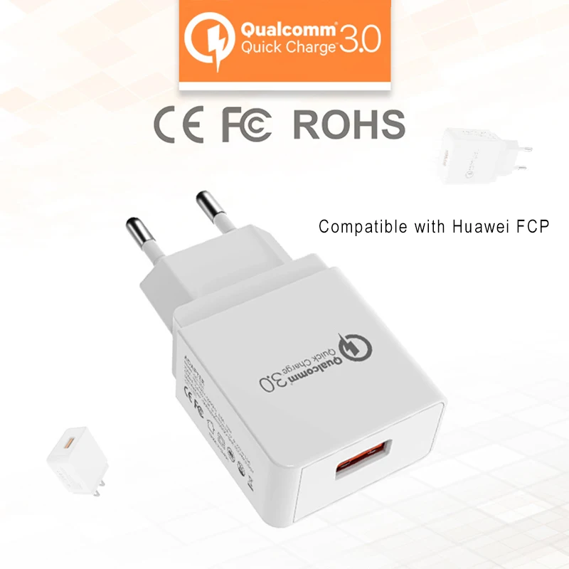 CHUNFA EU Plug USB Charger for Xiaomi Mi6 Mi5 MIX 2S Quick Charge 3.0 18W Fast Samsung S8 Plus S7 S6 Note 8 Adapter | Мобильные