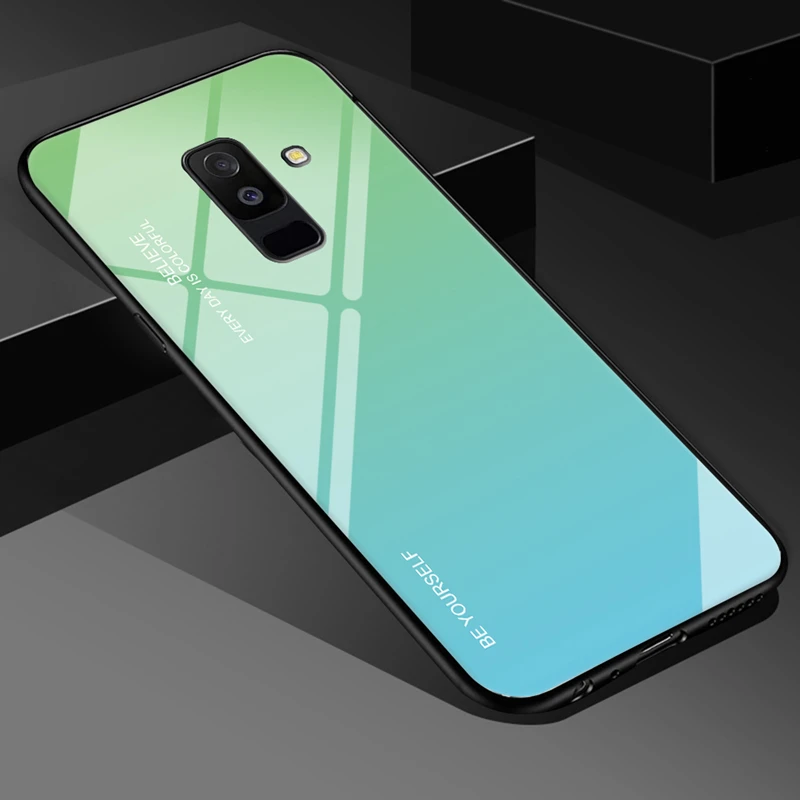 Градиент закаленное Стекло чехол для телефона для samsung Galaxy M20 A70 A50 A30 A20E A10 A6 A8 J4 J6 S8 S9 S10 плюс A7 A9 чехол Coque
