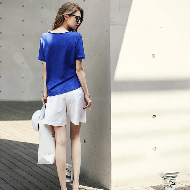 Женская хлопковая футболка с коротким рукавом свободного покроя|Футболки| |