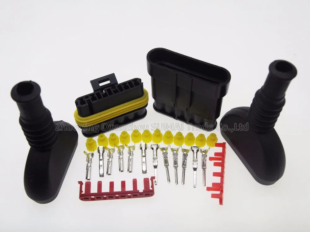 Образец 6 Pin AMP Авто HID мужские и женские водонепроницаемые разъемы + оболочка (2 шт)