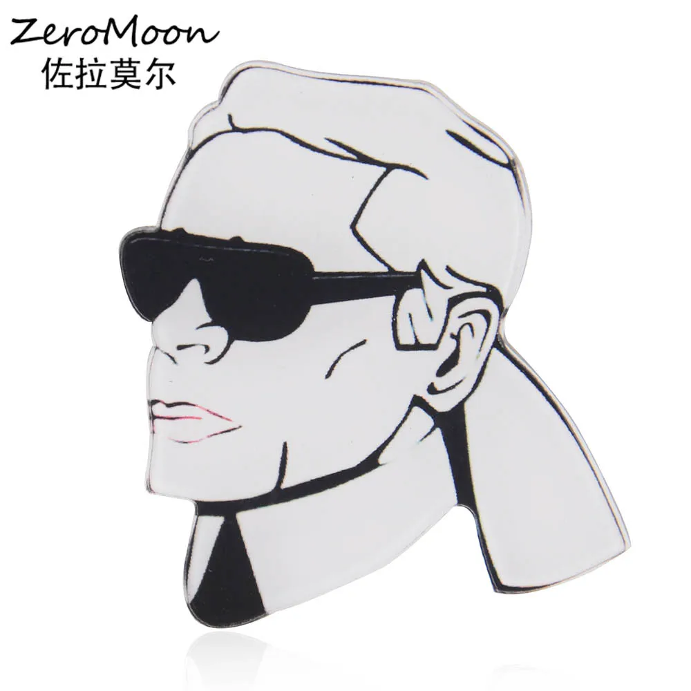 Karl Portrait пластиковая классная мужская Брошь булавка Женская фигурка модные украшения, аксессуары в подарок Мультяшные значки на рюкзаках акриловые