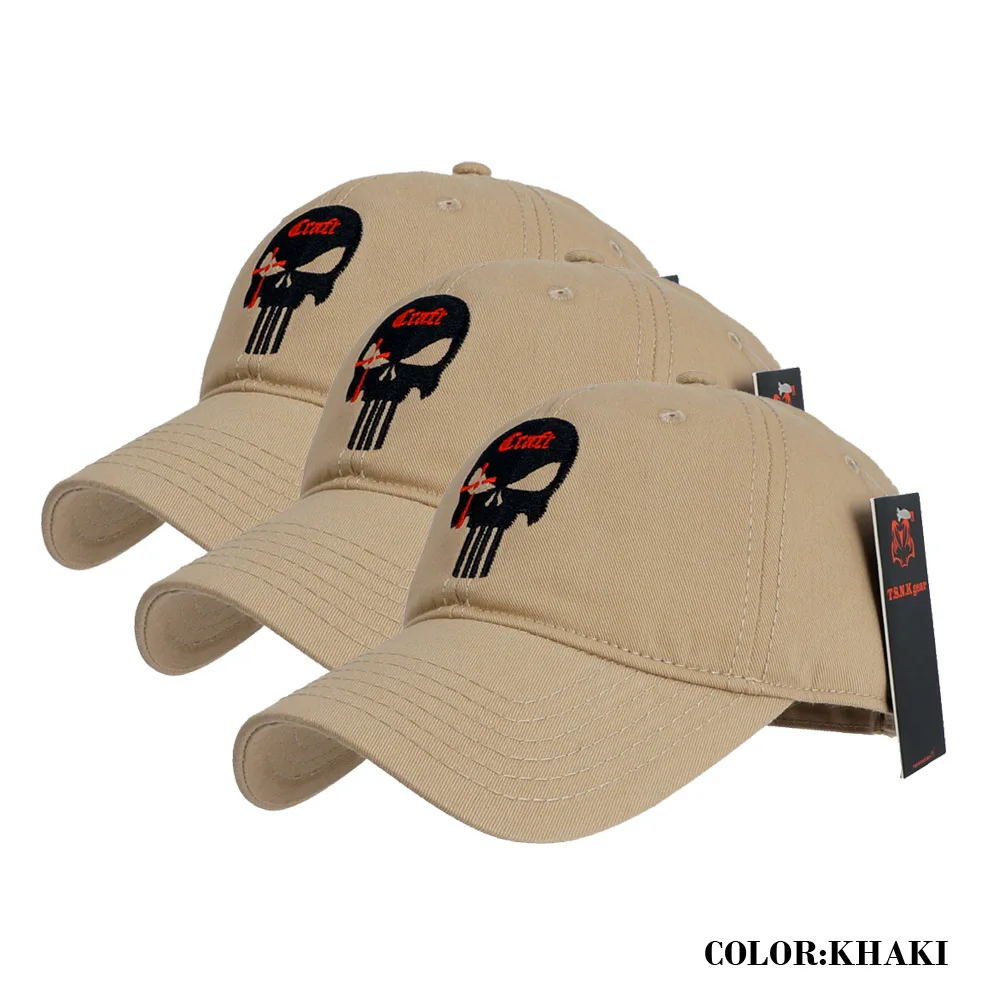 3 PCS KHAKI T.S.N.K Мужская и женская Беговая Кепка, кепка, американская Каратель, командная Кепка, регулируемая бейсболка, MC цвет - Цвет: 3 PCS KHAKI