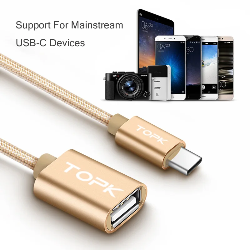 TOPK usb type C к USB OTG кабель адаптер для Xiaomi Mi5 Mi4C Nexus 5X6 P Macbook c зарядное устройство