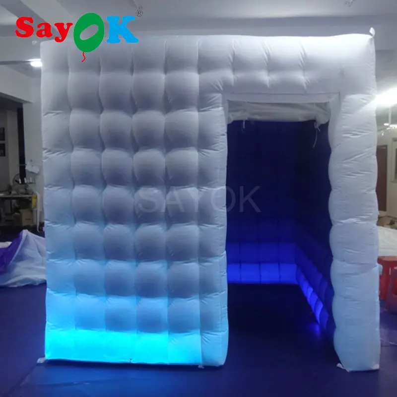 

94.4X94.4X98.4 Inch Inflatable Photo Booth LED Booth Tent Enclosure with Single Door for Wedding Festival Birthday Party