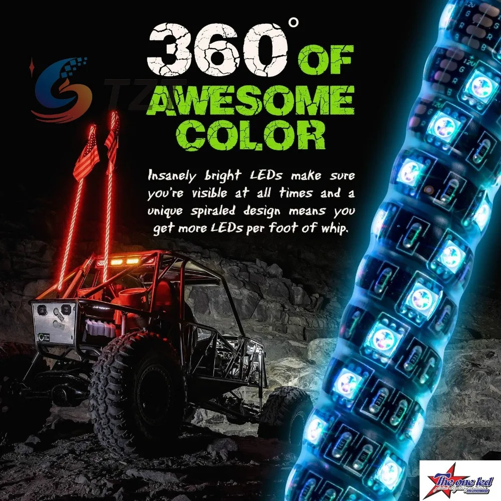 2018 1PC 4FT/1.2M RGB LED Whip 360degree Spiral+Quick Release Base Remote Control for ATV/UTV | Игрушки и хобби