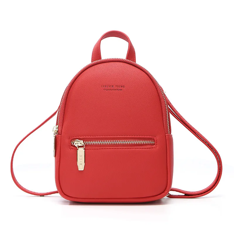 Women Backpack PU Leather Mini Soft Touch Multi-Function Small Backpack Female Ladies Shoulder Bag Purse mochilas mujer - Цвет: Red